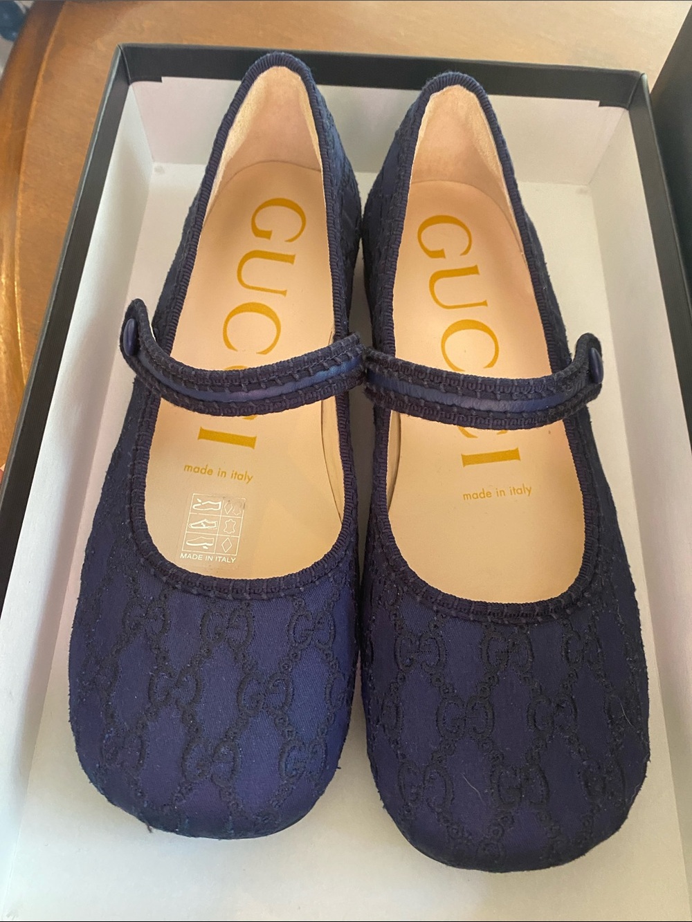Gucci Girls Navy Blue Mary Jane Ballet Flats